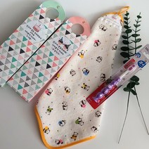 [사과나무답례품] 어린이집 생일답례품 유치원 생일선물-(유아칫솔+네임고리수건)-어린이집 준비물 손수건 입학 졸업 종업식 단체선물 크리스마스 선물 구디백, 핑크.그린혼합