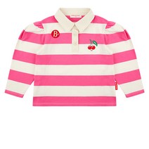 베베드피노 체리 스트라이프 럭비 배색 카라 긴팔 티셔츠 아이 봄 옷 등원룩 어린이집옷 외출복 핑크 BP31TM411