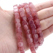 천연 석재 크리스탈 인회석 전기석 Aquamarines Morganite 비즈 보석 만들기 DIY 팔찌 목걸이 액세서리 8x8mm, 8x8mm 49pcs, pink tourmaline