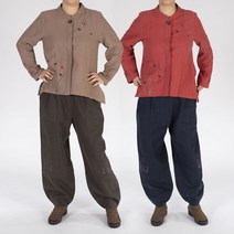 여성 생활한복 개량한복 면마 난초 나비 차이나 자켓 바지 - 개별 판매