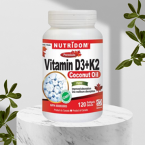 캐나다 뉴트리돔 비타민 D3 K2 디 dk2 고함량 1000 IU MCT오일 120캡슐
