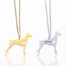 도베르만 사이드 테이블 침대 협탁 모듈 이동식 트레이 창가 doberman dog charm pinscher dog 목걸이 pet loss gift for dog lover, 금색