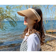 여성이면 누구나 어디서나 리본 밀짚모자 자외선 차단 썬캡