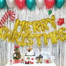 메리 크리스마스 15종 홈 파티 풍선 이니셜 세트 패키지 가랜드 장식 용품, 3. 메리크리스마스 - 레드&그린 SET, 1세트