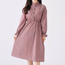 BSO 8803 여자잔체크무늬원피스 도트무늬 원피스 주름 여성의류 도트 주름원피스 여성 프릴소매 프릴
