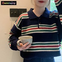 퀸앤조이 배색 스트라이프 니트 스웨터
