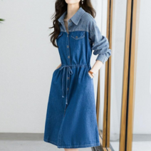 이유무무 NQ-048 여성 스트라이프 데님원피스 청원피스