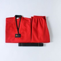 WTF 가라테 유도 훈련 휴대용 긴 소매 TKD 의상 성인 태권도 의류 환기 옷, 90cm, 빨간색_90cm