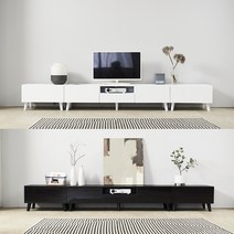 룸핏 에반 1500 600 다리형 TV 티비 다이 장 선반 받침대 대 65인치 75인치 거실장 장식장 서랍장 수납장 테이블 벽걸이 원룸 화이트 블랙 확장형 미니 낮은 티브이, 에반 1500 스마트(다리형)