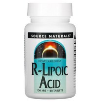 Source Naturals 항산화 관리 R-리포산 R-Lipoic Acid 100mg 60정 1팩