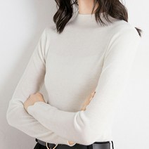데일로엔 여성용 반폴라넥 슬림 여성 긴팔 니트