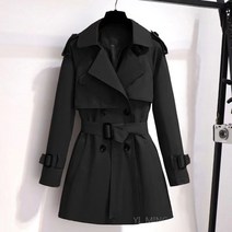 YI MING 블랙 코트 여성복 슬림 트렌치코트 F59