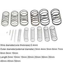 인장스프링 스텐인장스프링 금형 10PCS 0.4*3 4 5 6 7 8 9 10mm * 5-50mm 스프링 스틸 소형 압축 릴리스 기계식 리턴 압력 OD 3mm 4mm, 0.4mm, 45mm