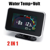 LCD 자동차 차량용 디지털 오일 압력 게이지 전압계 수온 측정기 연료 1/8 NPT + 센서 10mm, 01 2 IN 1