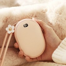 충전식 손난로 휴대용 보조배터리 10000mA USB 전기 전자 핫팩 몽돌, 핑크