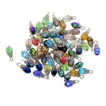 50개 크리스탈 유리 펜던트 주얼리 목걸이 장식품용 참 만들기, 19x8mm, 다색