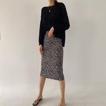호피무늬 주름 밴딩 신축성 스판 스커트 치마