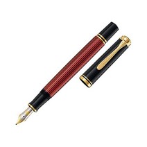 Pelikan Souverän M400 Fountain Pen Fine Nib Black/Blue 1 Each (994939), 미디엄 펜촉, 블랙/레드