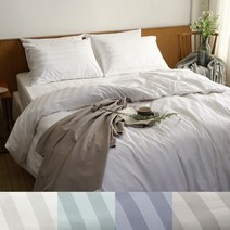 바운티풀 호텔식 순면 이불베개커버세트 3cm 와이드 스트라이프 4컬러 SS Q K