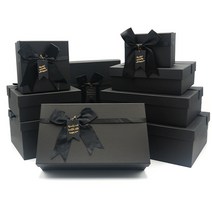 마켓꿍 9종 블랙 무지 리본 선물 상자 작은 미니 소형 중형 큰 대형 소 대 답례품 포장 종이 박스 싸바리 고급 도매 옷 정리함 수납함 수납정리함 크라프트 정사각 직사각, 8호(29x17x8)