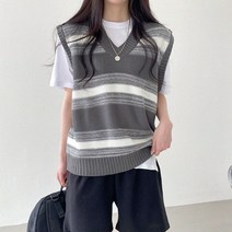 하이제시카 / 유니크룩 남녀공용 단가라 박시핏 브이넥 니트조끼