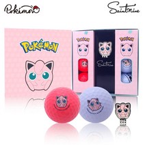 세인트나인 포켓몬스터 푸린 골프공 3피스 2종 x 3p + 볼마커 세트, 화이트, 핑크, 1세트