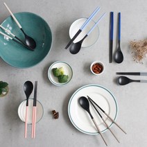 한식용 투톤 팔각디자인 옷칠 수저세트 2개 결혼선물 신혼부부수저세트 신혼부부선물, 스카이