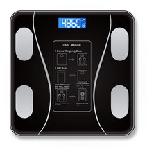 블루투스 체지방 bmi 스마트 전자 저울 lcd 디지털 욕실 무게 균형 체성분 분석기, 검은색