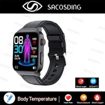 2022 혈당 스마트 워치 남자 심전도 모니터 혈압 체온 Smartwatch IP68 방수 피트니스 트래커117254, Leather Black