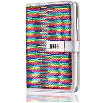 만년 감성 다이어리 잠금 장치 양면 스팽글 개인용 수첩 리필형 2022년도, 무지개