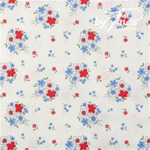 바이핸즈 면20수 피드색 꽃무늬 패브릭 퀼트 원단 - 1/2yd, 24.들꽃-블루레드