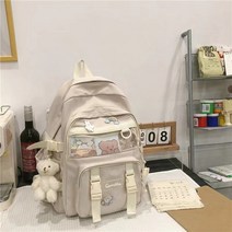 순순몰 캐주얼 학생 가방 데일리 백팩 + 키링인형 5colour