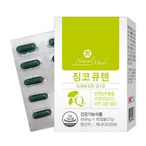 아연 항산화 기억력 혈행 개선 네츄럴메이드 징코큐텐 60캡슐