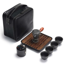 주전자 티팟 다판 다기 화사다도세트 찻잔 고급 차판, 도자기 블랙+화이트 나무 트레이 세트