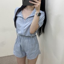 VANANA2 여성 바스락 가오리핏 반팔 아노락 집업 반바지 상하의 투피스 세트