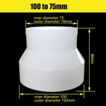 환풍기설치방법환기 파이프 감속기 어댑터 파이프 피팅 100to75 /125to110 / 150to110 ABS 플라스틱 파이프, 01 100 to 75