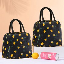 레몬패턴 보냉백 2P 세트, 블랙, 블랙