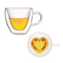 (주)보고나라 하트컵 이중 유리컵 머그컵250ml 티 머그컵, 1개, 기본값, 기본값