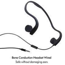 골전도 헤드폰 유선 3.5mm 잭 마이크 오픈 이어 스포츠 러닝 이어폰 체육관 휴대 전화 mp3 오디오 플레이어, 검은색, 02 Black, 02 Black