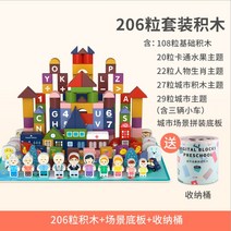 라이팡팡 어린이 블록 나무 모자이크 퍼즐 이지 36 남자아이 큰입자 통, 13.신상 206알 블록