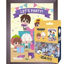 퍼즐피플 샌드박스즈 포켓몬스터 카카오 팬시퍼즐 모음 직소퍼즐, 렛츠파티 샌드박스프렌즈 204피스 액자포함(우드월넛), 204p