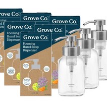 그로브 핸드워시 손세정제 리유저블 글래스 폼 핸드솝 디스펜서 스퀘어 베이스 354ml GROVE CO. Reusable Glass Foaming Hand Soap Dispenser, 6개