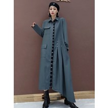 미니멈 원피스 봄 롱원피스 A라인 하객룩 Fu Xiqi 패션 윈드 브레이커 재킷 긴 셔츠 드레스 캐주얼 플러스 사이즈 여성 의류