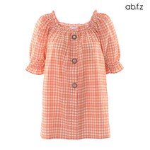 에이비플러스 ab.f.z 스퀘어 넥 프릴 컬러 체크 블라우스 (AFU2GB59A)