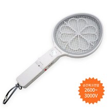 젤센 USB 충전식 이중 안전버튼 전기 해충퇴치 파리채 모기채 LED 후레쉬 내장, 화이트