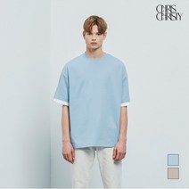 크리스크리스티 크리스크리스티 소매 레이어드 배색 반팔티셔츠_W6T2