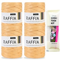 니뜨 라피아 뜨개실(40g)x4볼+뜨개기본도구(6/0호), 412_우드베이지
