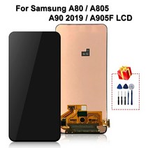 [해외]삼성 갤럭시 A80 A90 LCD SM-A805 A805 A805F 디스플레이 터치 스크린 디지타이저 어셈블리 A905 디스플레이 A80 LCD 용 원본 액정 자가 수리, A80with 실버 프레임