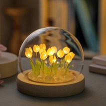 꽃무드등 무드등 수유등 특이한무드등 diy 모조 꽃다발 야생화 튤립 수제 재료 가방 침실 인테리어 아이디어 장식품 생일 선물, 옐로우 DIY패키지 11송이 꽃 선물 봉투