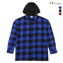 에프알제이 남성 오버핏 플란넬 체크 후드 셔켓(F94M-SH048B)